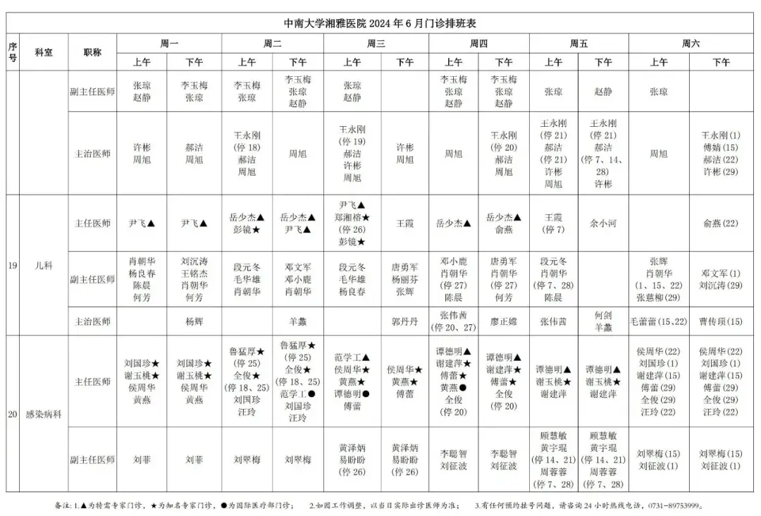 【提醒】长沙各医院2024年端午节假期及6月门诊排班公示